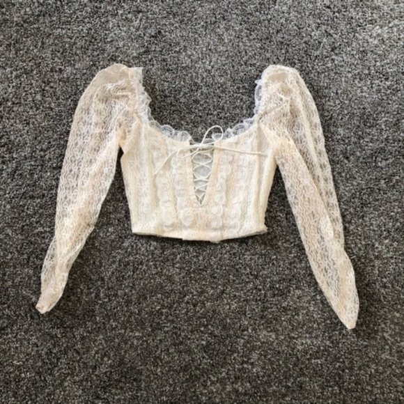 NWOT For Love & Lemons Carrie Crop Top - Ivory - Picture 3 of 5